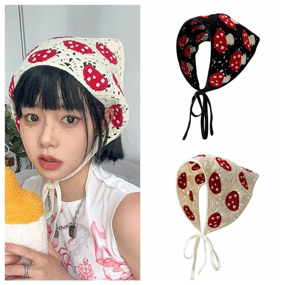 Bandana Cotton - Вязаная повязка для волос с грибами,