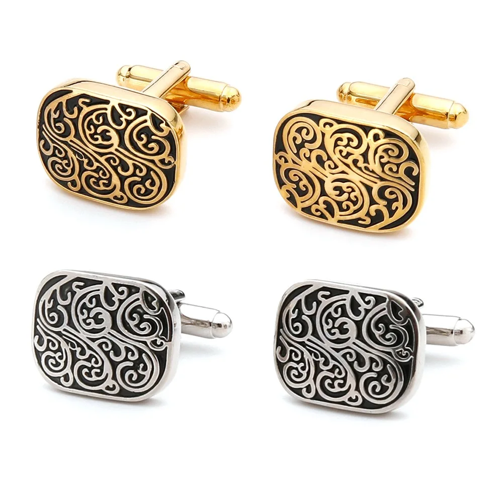 Tie Clip Silver - Высокое качество, золотые запонки, винтажный узор,