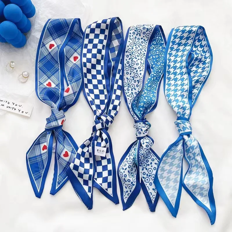 Ascot Neck Scarf - Шелковый платок цвета синий Кляйн, новая